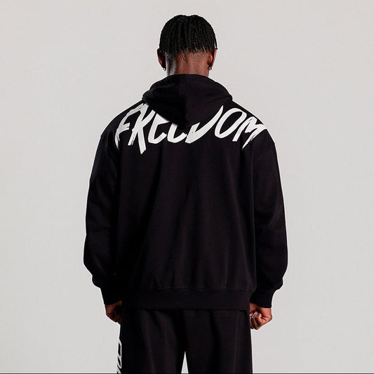 Freedom 背部 Logo 連帽外套|黑白色