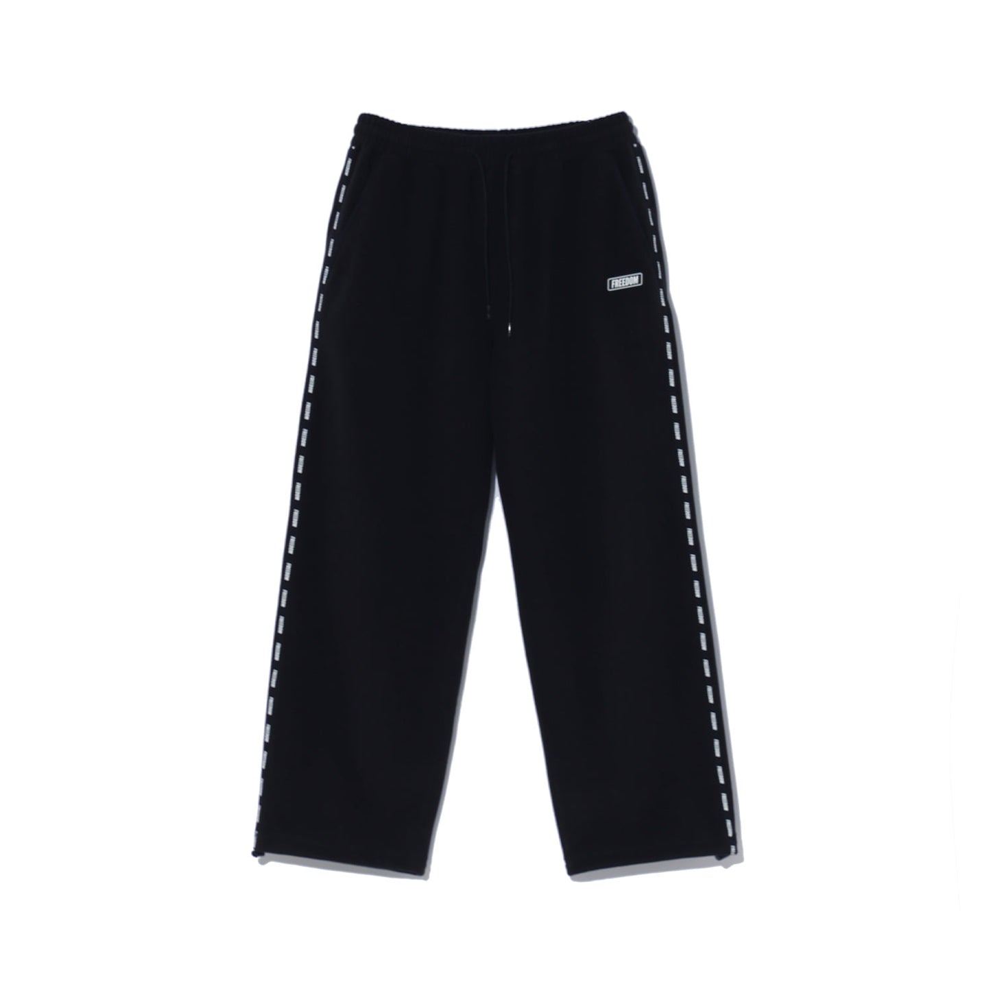 Freedom Tape Logo 字母刺繡絨毛長褲｜黑色