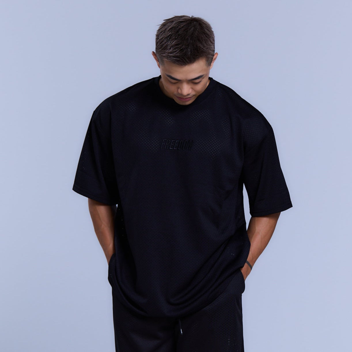 Freedom Logo Mesh Overfit 上衣｜黑色