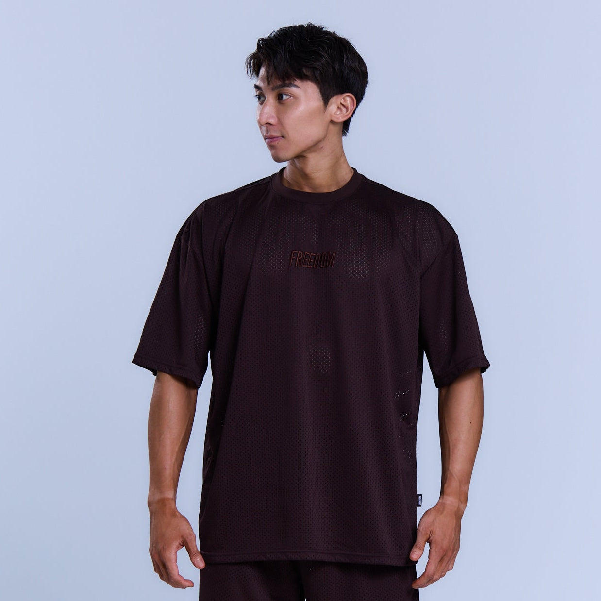 Freedom Logo Mesh Oversize 上衣｜咖啡色
