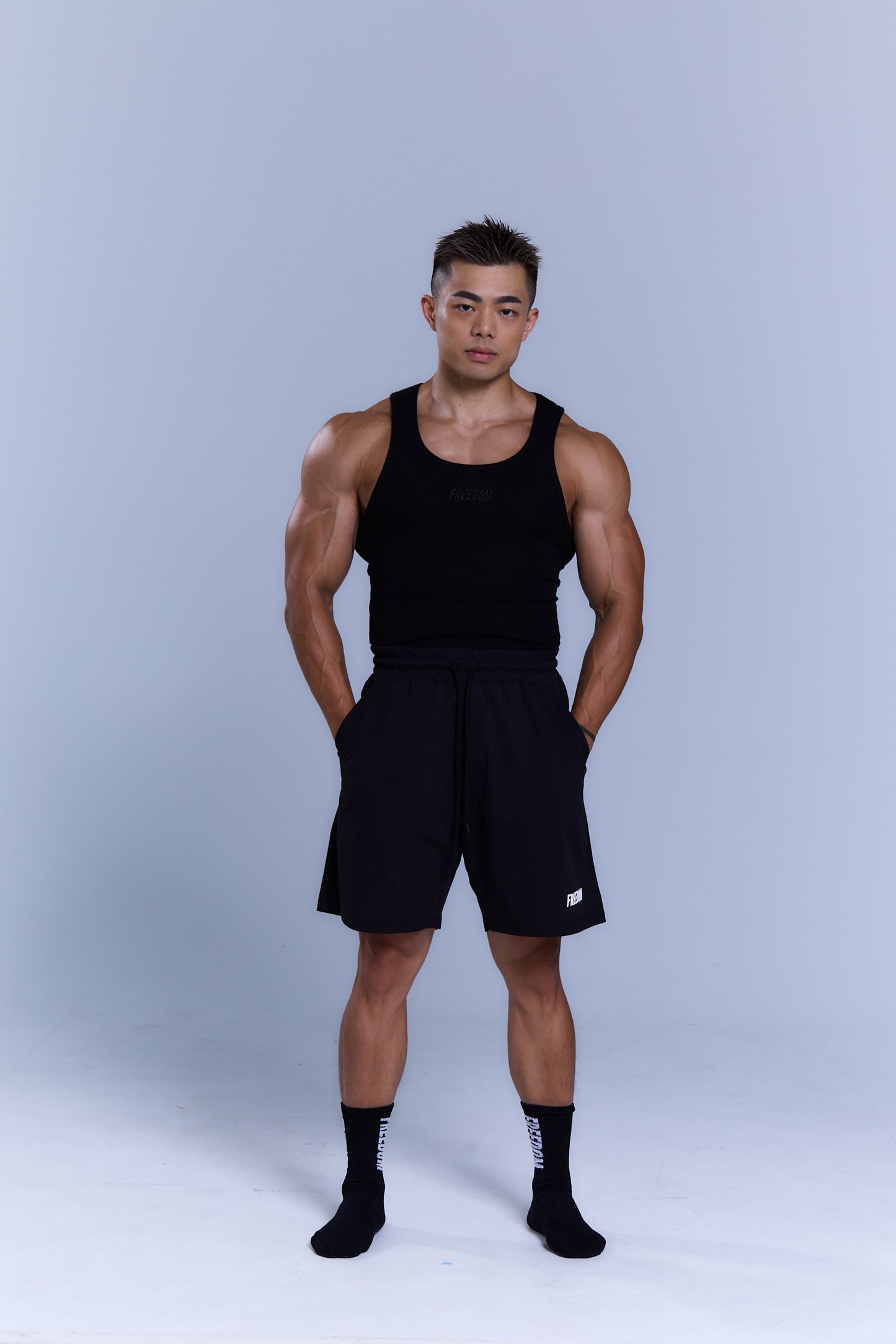 Freedom logo 羅紋緊身背心｜黑色