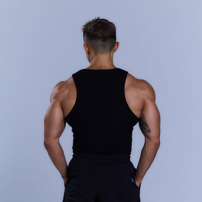 Freedom logo 羅紋緊身背心｜黑色