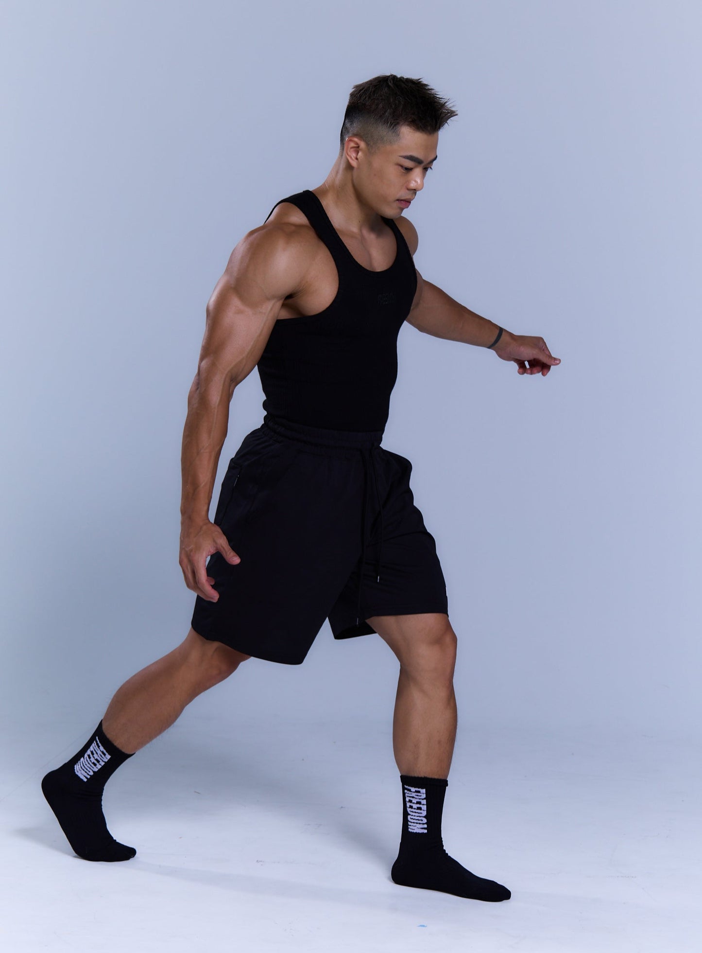 Freedom logo 羅紋緊身背心｜黑色