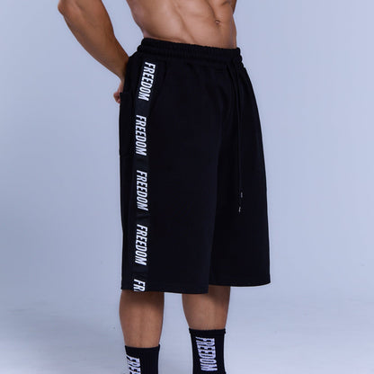 FREEDOM TAPE LOGO 純棉七分短褲｜黑色