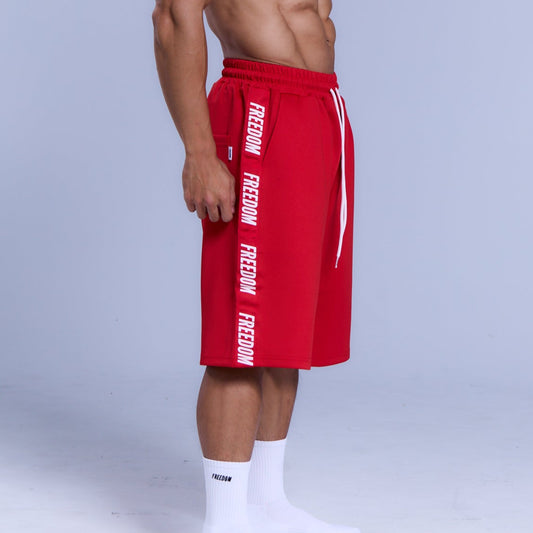 FREEDOM TAPE LOGO 七分短褲｜紅色白邊