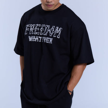 Freedom 碎骨壓紋 Logo T-Shirt｜黑色
