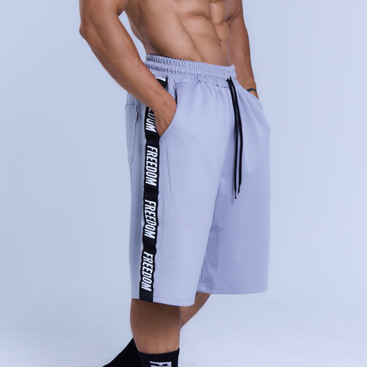 FREEDOM TAPE LOGO 七分短褲｜灰色黑邊