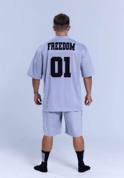 FREEDOM TAPE LOGO 七分短褲｜灰色黑邊