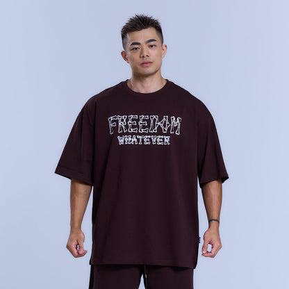 Freedom 碎骨壓紋 Logo T-Shirt｜棕色