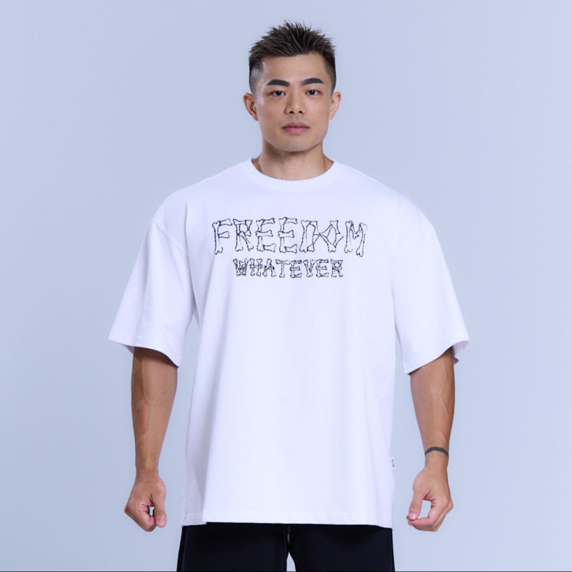 Freedom 碎骨壓紋 Logo T-Shirt｜白色