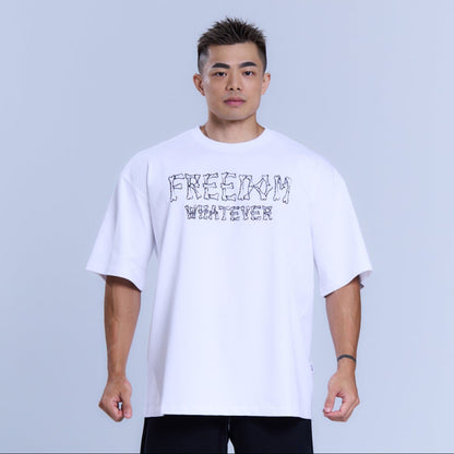 Freedom 碎骨壓紋 Logo T-Shirt｜白色