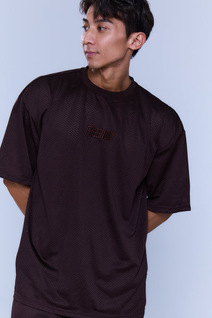 Freedom Logo Mesh Oversize 上衣｜咖啡色