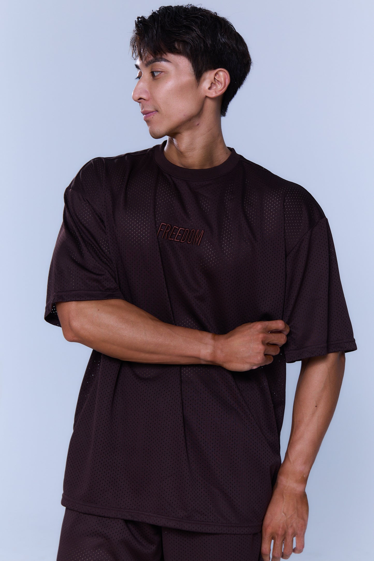 Freedom Logo Mesh Oversize 上衣｜咖啡色