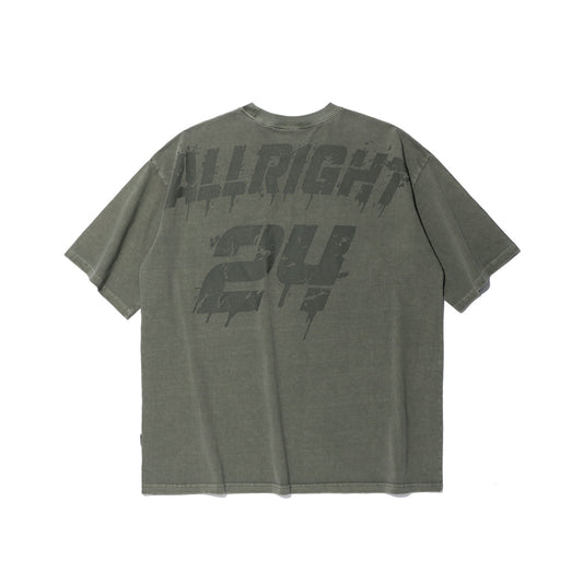 ALLRIGHT 24 復古水洗顏料染 T 恤｜綠色