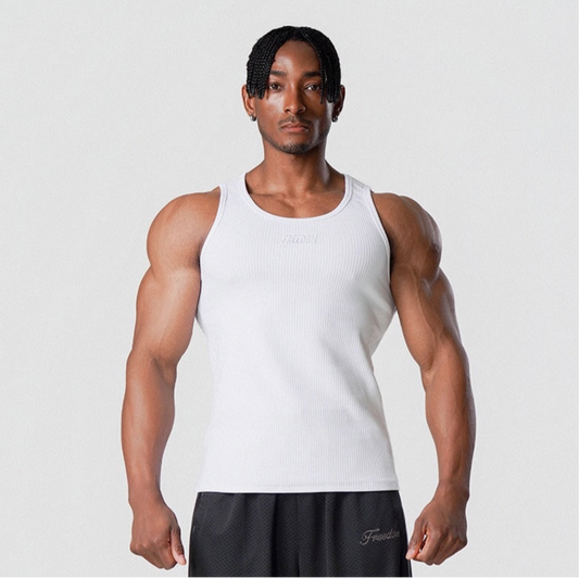 Freedom logo 羅紋緊身背心｜白色