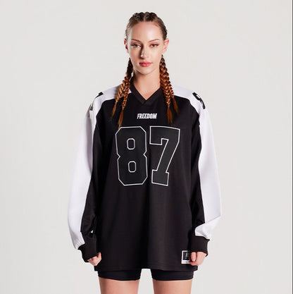 Freedom Rugby 橄欖球長袖上衣｜黑白色