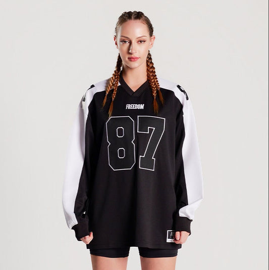 Freedom Rugby 橄欖球長袖上衣｜黑白色
