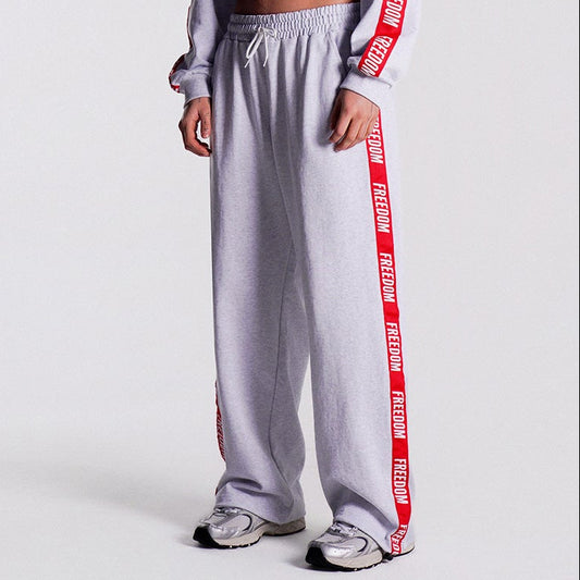 Freedom Tape Logo 純棉長褲｜白色