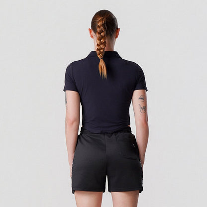 機能領口短版修身上衣｜黑色