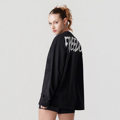 Freedom 背部 Logo 長袖上衣｜黑色