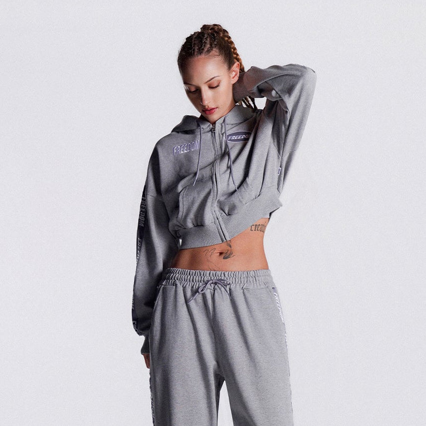 Freedom Tape Logo 短板連帽外套｜灰色