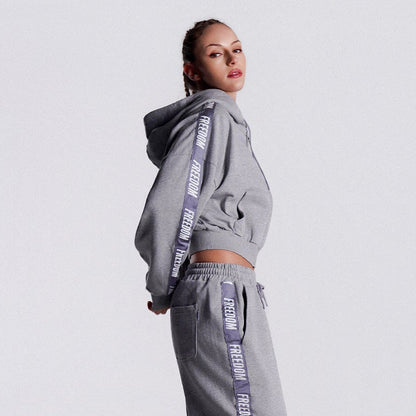 Freedom Tape Logo 短板連帽外套｜灰色