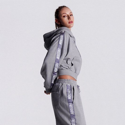 Freedom Tape Logo 短板連帽外套｜灰色